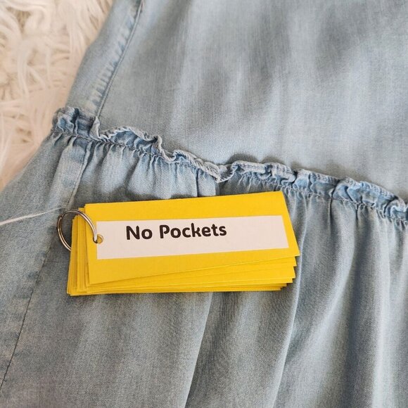 John Mark Chambray Shirt Dress Women's Large Button Up Tunic Ruffle Hem Blue - Picture 10 of 16